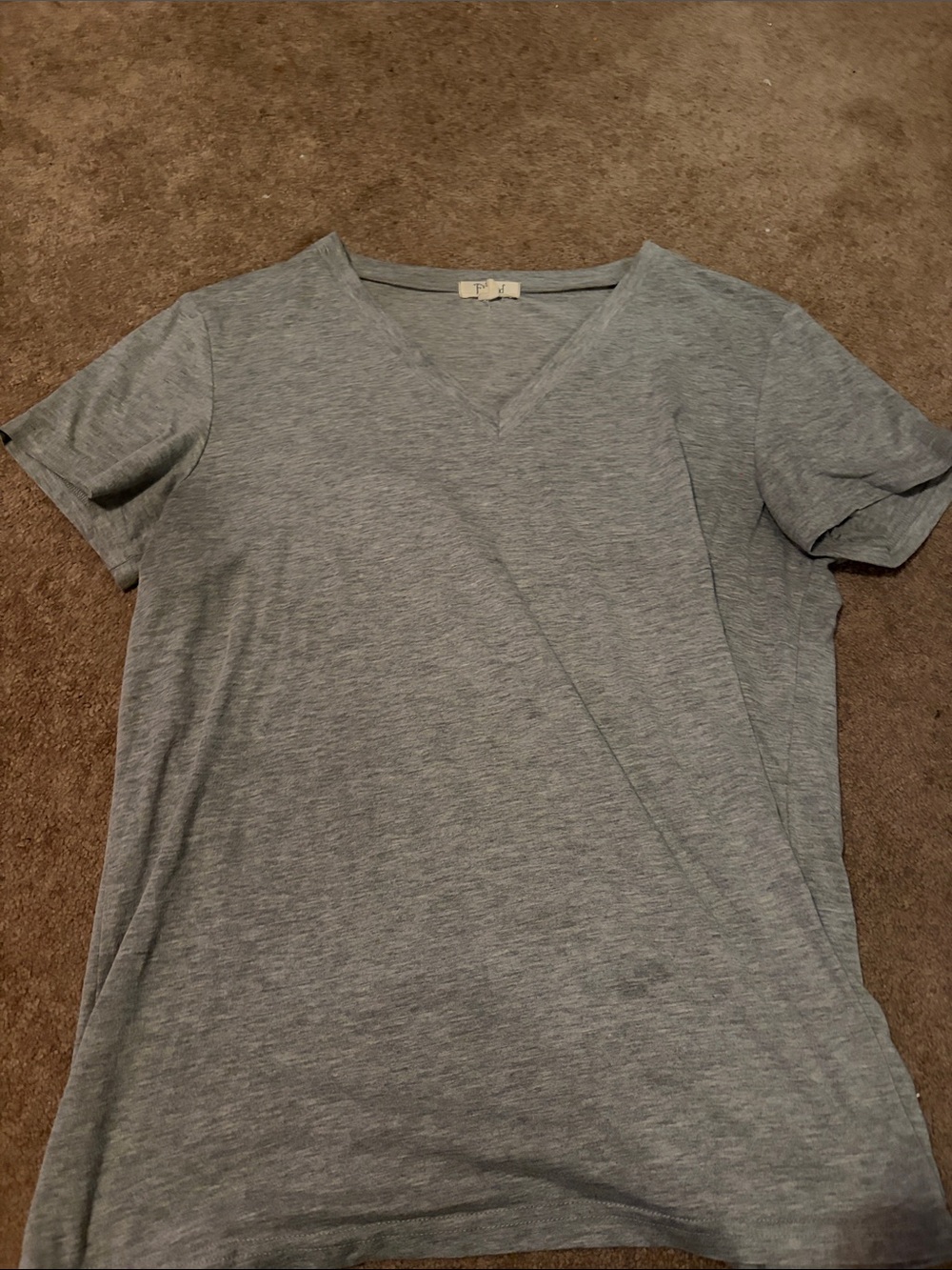 Women's Light Gray V-Neck Short Sleeve Tee